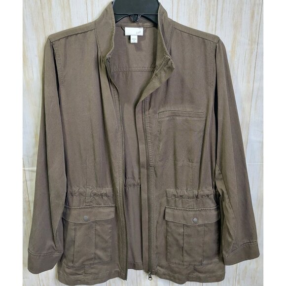 J. Jill Women's XS Lightweight Zip Jacket 100% Tencel Lyocell Olive Green Soft - Picture 5 of 12
